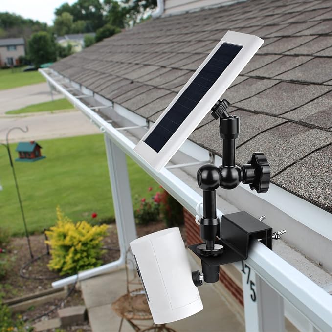 2-in-1 Gutter Mount for Solar Panel, Stick Up Cam Battery, Spotlight Cam and