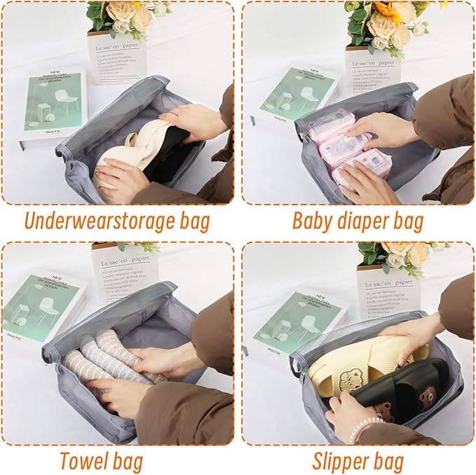 12 Pcs Packing Cubes Luggage Organizers Small Mesh Clothing Underwear Bag Foldable Laundry Bags for Travel Hiking Camping Backpacking