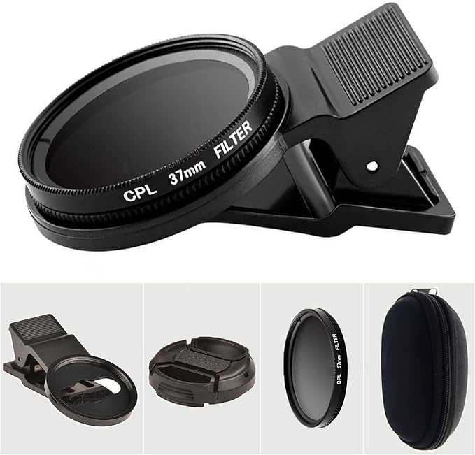 37mm CPL Polarized Phone Camera Lens, Universal Clip On CPL Phone Filter Lens