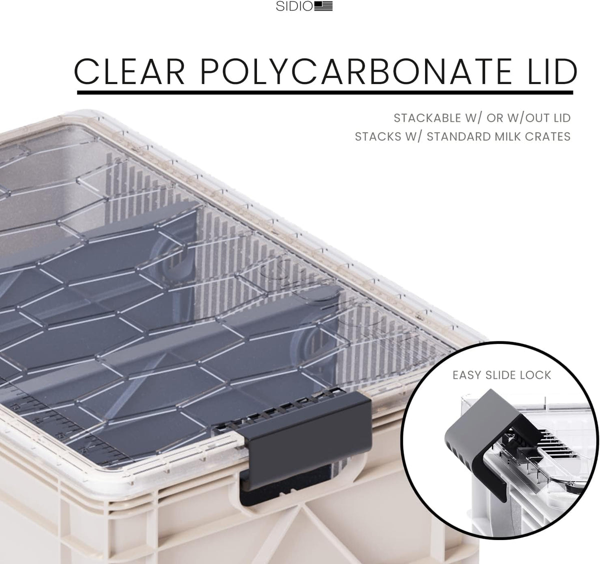 SIDIO Pro Pack, HD Stackable Storage Bins with Lids & Dividers