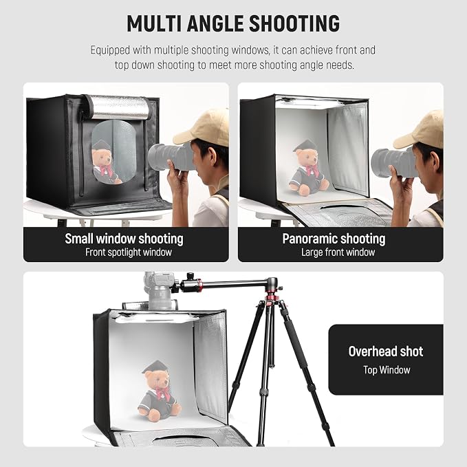 NEEWER Upgraded Photo Studio Light Box, 4 Color Backdrops, Cleaning Cloth