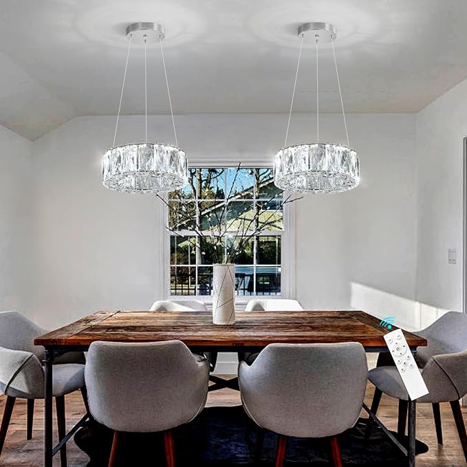 HAIXIANG Modern Crystal Chandelier Dimmable LED 8 Inch Ring Pendant Lights
