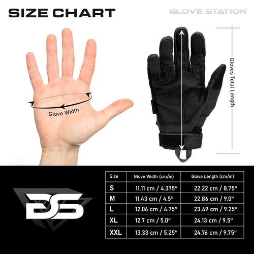Glove Station Tactical Gloves for Men – Touchscreen Utility Gear with Hard Knuckle Protection Used in Motorcycle, Airsoft, Combat, Police, Shooting & Outdoor Work Black - Hard Knuckle Large
