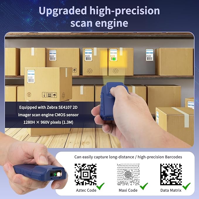 NETUM Bluetooth 2D Barcode Scanner, 3-in-1 Small Portable QR Bar Code Reader