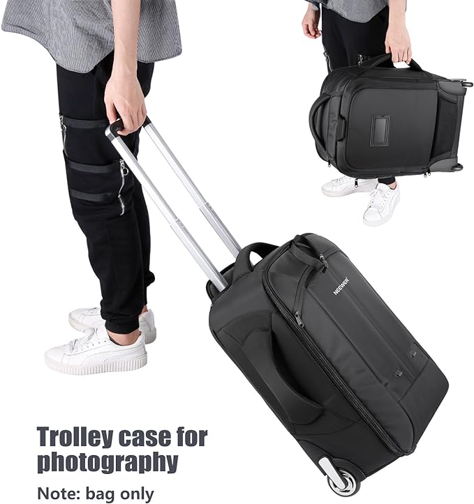 Neewer 2-in-1 Rolling Camera Bag Backpack Suitcase Style Convertible