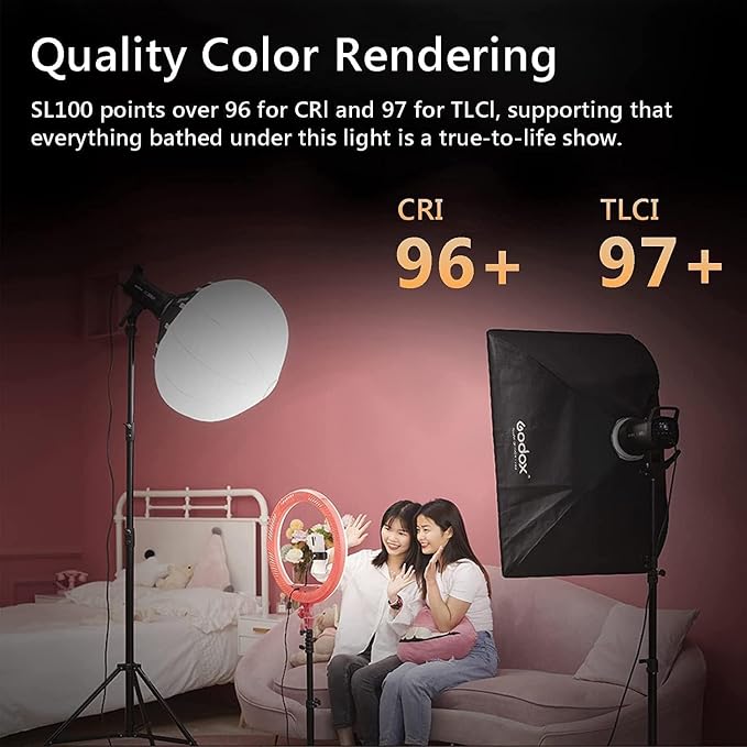 Godox SL100Bi 100W Bi-Color LED Video Light – 32, 100 Lux@1M, 2800K-6500K