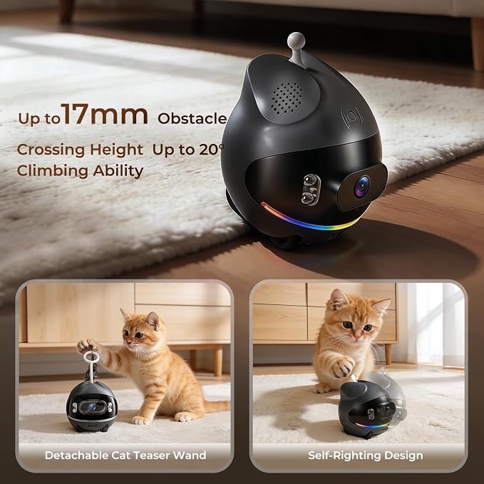 AEZ Robot Camera on Wheels 1080P Dual Lens, Indoor Movable Security Camera