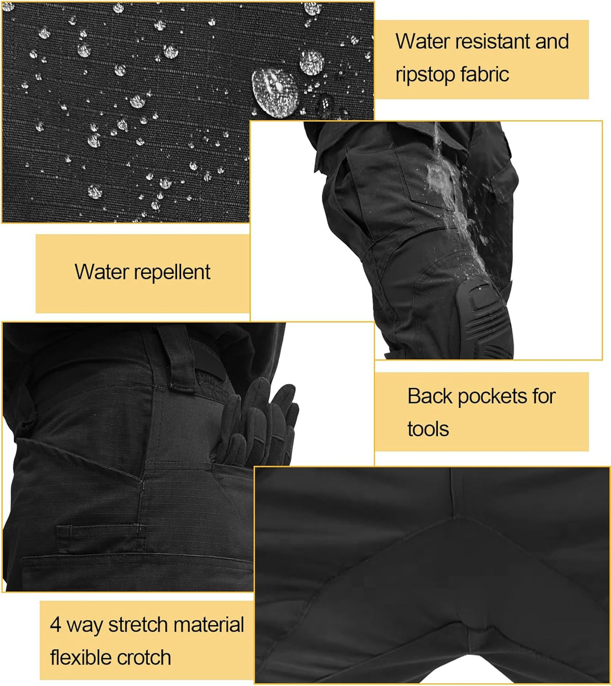 Skiennix Men's Tactical Pants - Waterproof Camo Cargo Design with Knee Pads & 10 Pockets