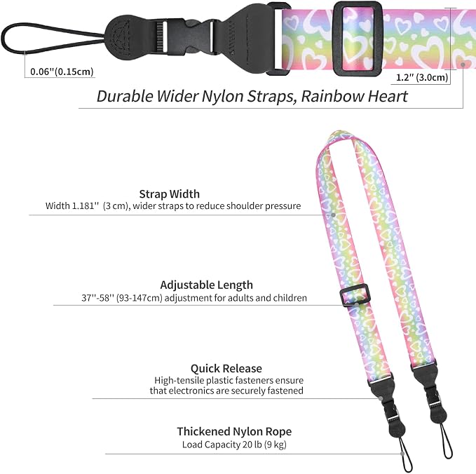 FIEIL 5 Pack Adjustable Shoulder Strap, Nylon Camera Strap, Comfortable Neck