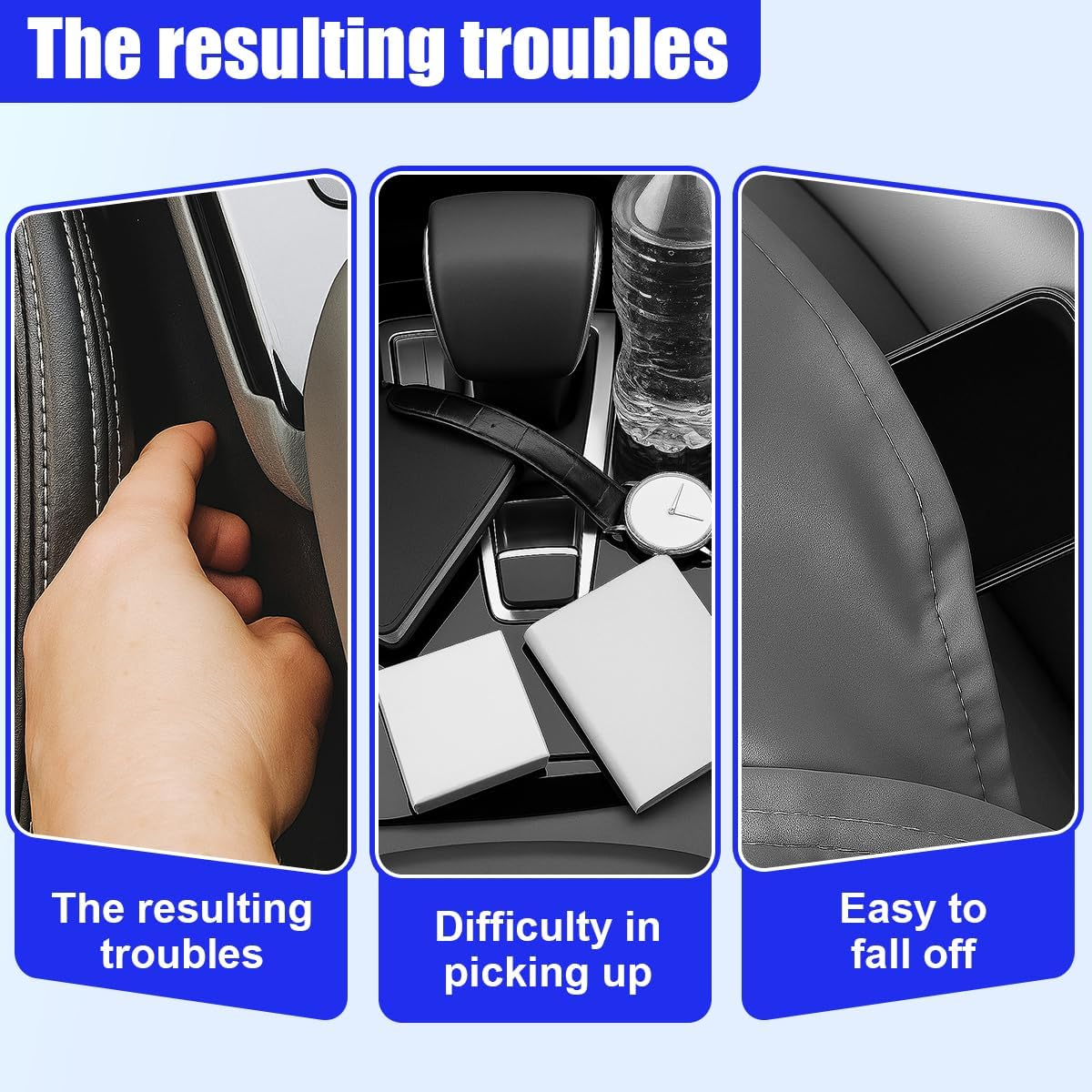 YoRise Car Cup Holder, PU Leather Automotive Cup Drink Holder, Car Seat Gap Filler Storage Box, Multifunctional Front Seat Organizer, Cell Mobile Phone Holder, Coin Bucket (Beige)