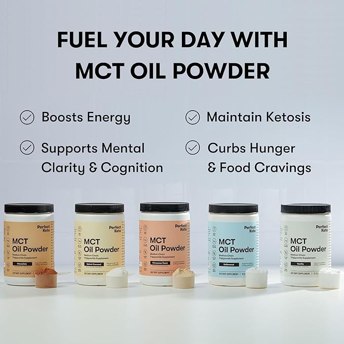 Perfect Keto 7g MCT Oil Powder, Medium Chain Triglycerides Supplement, Non Dairy Coffee Creamer for Keto Diet, Ketogenic MCT Oil Mix for Coffee, Smoothie, Protein Shakes and Tea, Vanilla, 30 Servings