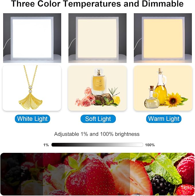 PULUZ 15''/38cm LED Photography Shadowless Light Panel 1200LM 6000K Three Color