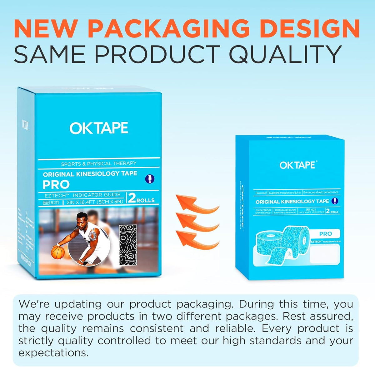 OK TAPE PRO Kinesiology Tape - Elastic Therapeutic Athletic Tape, 2" x 16ft, 2 Rolls Black