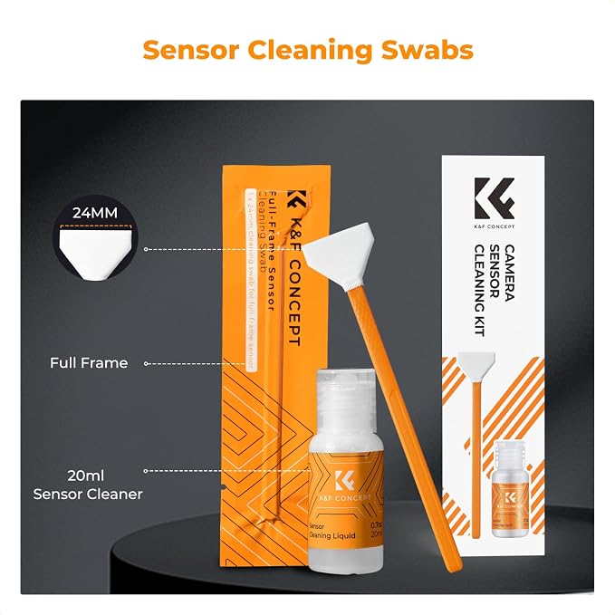 K&F CONCEPT 24mm Full Frame Sensor Cleaning Swab*6 + 20ml Sensor Cleaner