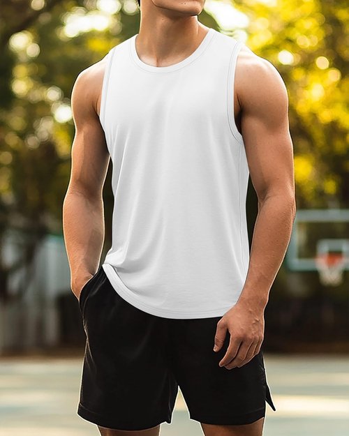 Ficerd Men's Big & Tall Tank Tops - Cotton Moisture-Wicking Sleeveless Gym Tees | X-Large (Black, White, Khaki)