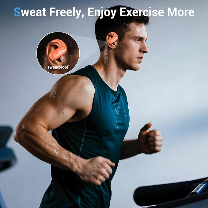 Sport Wireless Earbuds,60Hrs BT5.4 ENC IPX7 Waterproof Earhooks Deep Bass | 14.2mm drivers deliver rich stereo sound. Soft silicone ensures a secure, painless fit for long workouts.