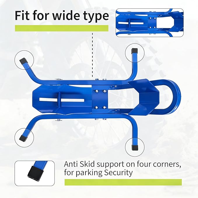 1800 Lb Capacity Heavy Duty Motorcycle Wheel Chock – Dirt Bike Wheel Chocks Adjustable 16"-21" Tire Fit for Cruisers, Dirt Bikes & ATVs, Rust-Resistant Steel Trailer & Garage Mount,Blue