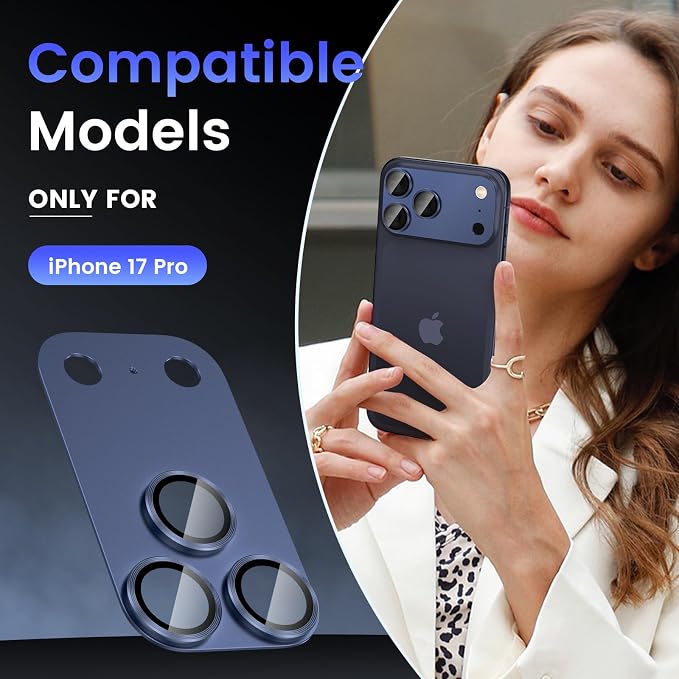 Tensea for iPhone 17 Pro Camera Lens Protector, Metal Aluminum Alloy Tempered