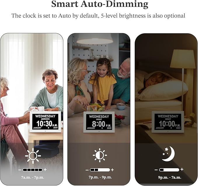 10.1'' Digital Clock, 1280*800p HD Extra Large Display, Dementia Clock