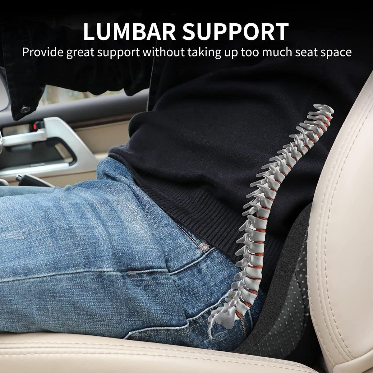 Livtribe Car Seat Cushion - Memory Foam Car Seat Pad - Sciatica & Lower Back Pain Relief - Car Seat Cushions for Driving - Road Trip Essentials for Drivers(Classic Black)
