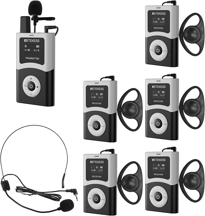 Retekess T130U Wireless Tour Guide System, 200 m, HiFi U-Band Digital Sound