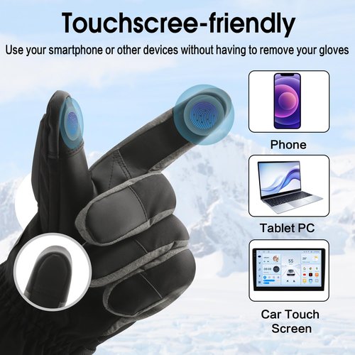 GEMSTONEGO Heated Gloves for Men Women, 5V 6000mAh Rechargeable Battery, 3 Heating Settings, Waterproof & Touchscreen, Winter Thermal Gloves for Skiing,Snowboarding,Motorcycling,Outdoor Sport
