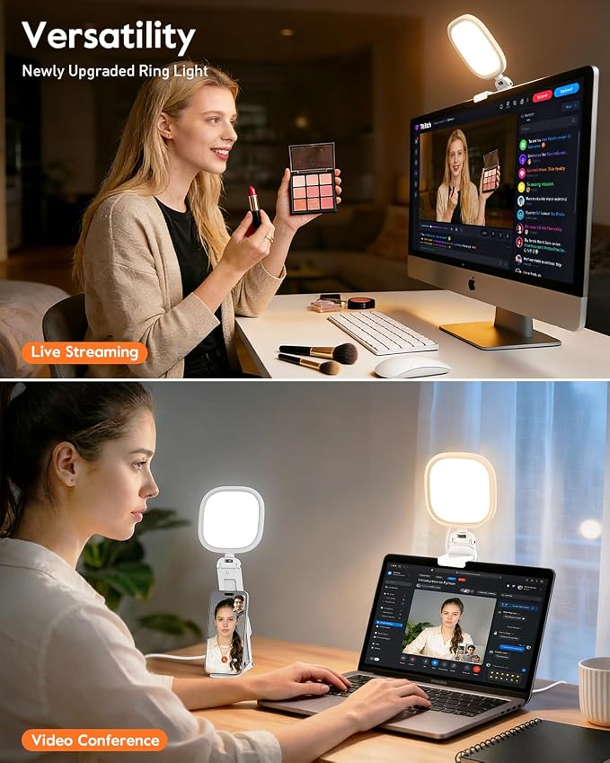 Upgraded Ring Light for Laptop, Monitor & Desk – Eye-Caring Diffused LED
