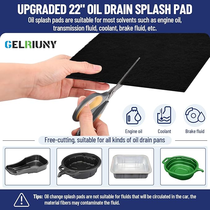 6 Pack 22" Oil Drain Splash Pad, Square Oil Change Mat, Oil Splash Pad for Car Oil Changes & Transmission Drain, Heat-Resistant & Reusable, Ideal for Mechanics & Auto Technicians, Black