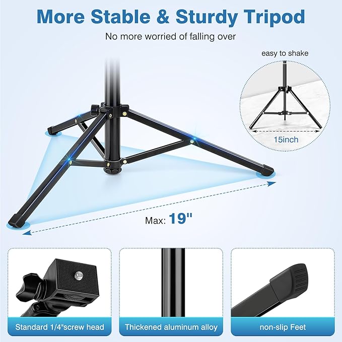 70" Phone Tripod with Remote & Holder, Portable Cell Phone Stand, Selfie Stick