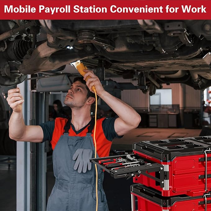 Foldable Magnetic Table Workbench Packout Tool Tray - Heavy Duty Work Station for Repairs, Assembly,Packout System 200lb Include 12 Pairs Cotton Work Gloves