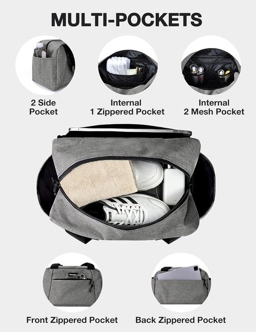 Noozion 14-Inch Mini Duffle Bag - Lightweight Gym Bag for Travel & Workouts with Multiple Pockets