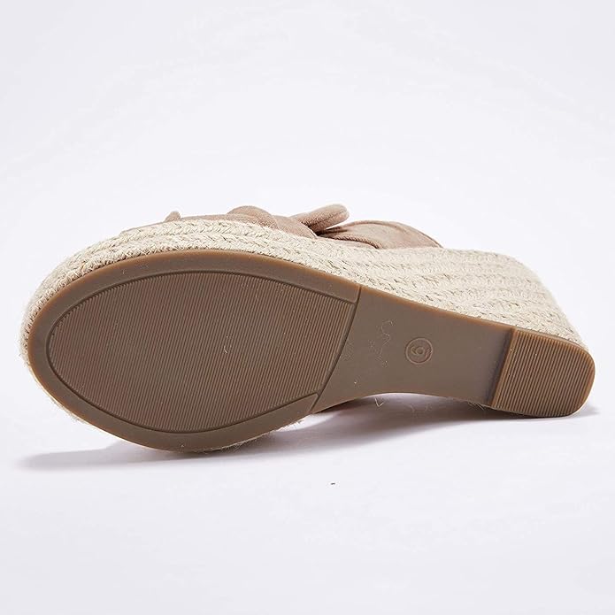 Womens Espadrilles Wedge Sandals Slides Platform Slip on Bow Knot Open Toe Summer Mules Shoes