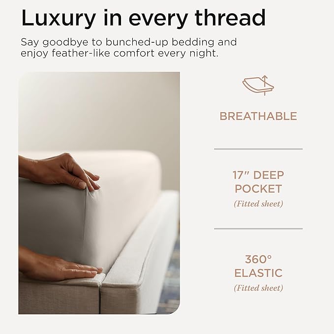 Threadmill Sheets for Twin Mattress | 800 Thread Count Twin Bed Sheets Set with 15” Deep Pocket | Sateen Weave, Better Than Egyptian Cotton, 3-Piece Bedding Set with Cooling Effect | Taupe