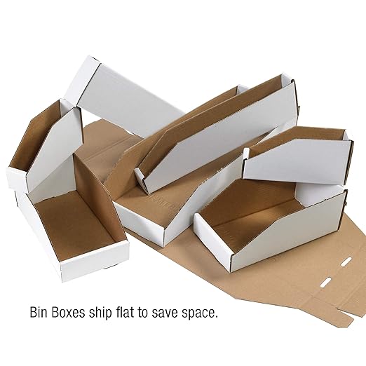 Box USA BBINMT612 Open Top Bin Boxes, 6" x 12" x 4 1/2", Oyster White (Pack of 50)