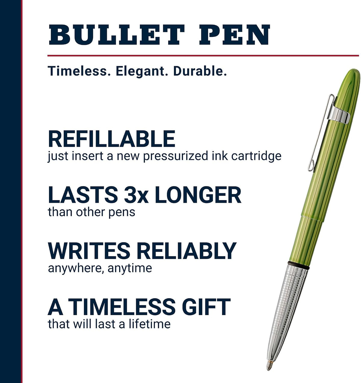 Fisher Space Pen Aurora Borealis Lime Green Bullet Pen, Pressurized Ballpoint Pen, Compact, Writes Upside Down, Extreme Temperatures, Black Ink, Medium Point, Pocket Clip, Gift Box, Made in USA