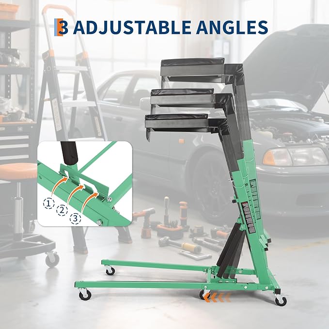 Topside Automotive Creeper,Engine Topside Creeper with Adjustable Height 48"-66", 400 Lbs Heavy-Duty Foldable Garage Creepers, 6 Swivel Casters, Padded Deck, Tool Pouch, for Truck/SUV Garage Mainten