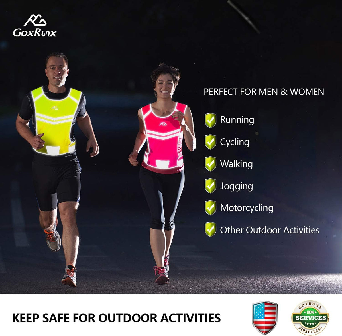 Skiennix Reflective Running Vest - High Visibility Safety Gear for Night Cycling & Motorcycle Riding