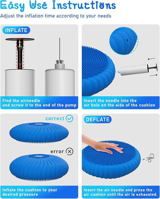 Wobble Cushion with Inflation Pump - Wobble Disk Balance Disc Wiggle Seat for Sensory Kids, Balance Pads
