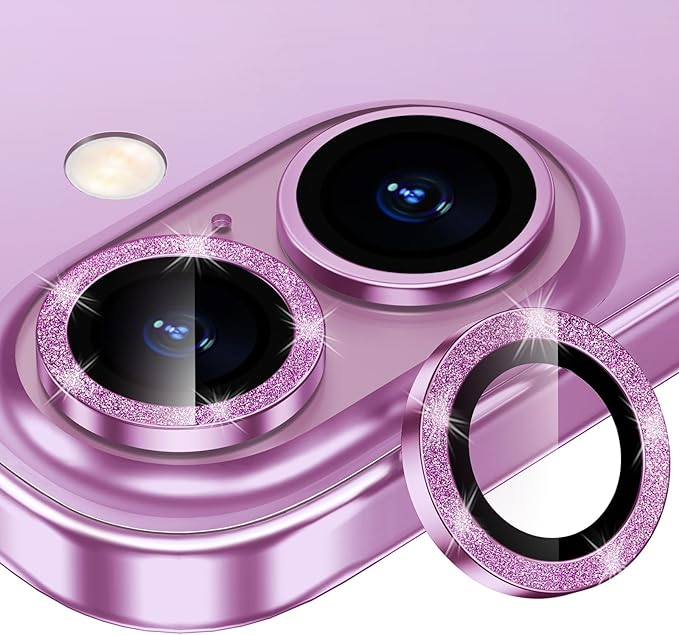 for iPhone 16/16 Plus Camera Lens Protector Bling Individual Metal Glitter Ring