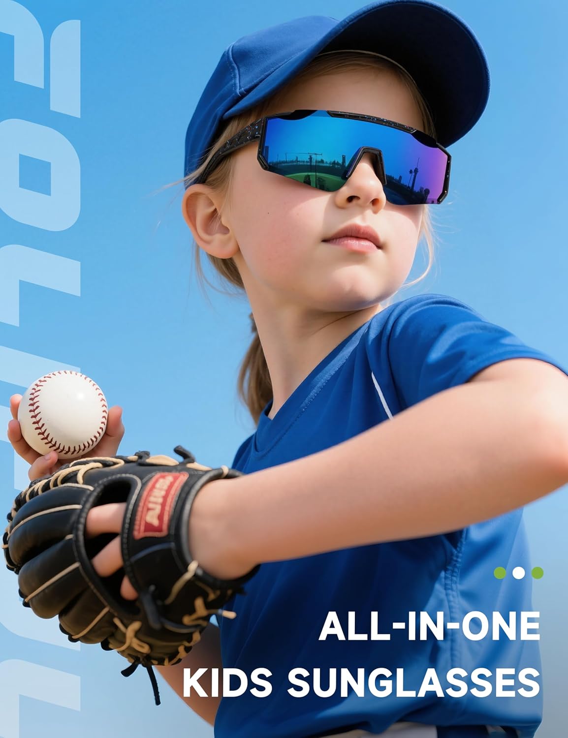 Skiennix Kids Polarized Baseball Sunglasses - UV Protection Sports Eyewear for Ages 3-12