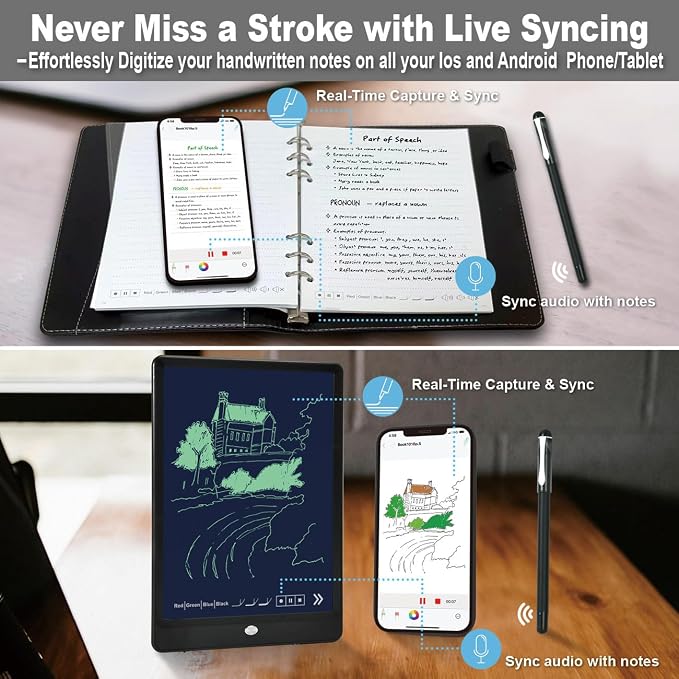 Smart Pen for Note Taking Set Real-Time Paper-to-Digital, Smart Digital Notebook