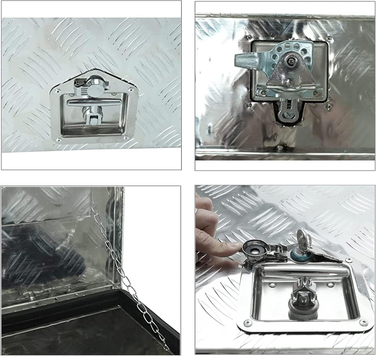 18"X17"X18" Silver Aluminum Pickup Truck Bed Trunk Storage Trailer Tongue Tool Box with Lock and Key 5 Bar Tread