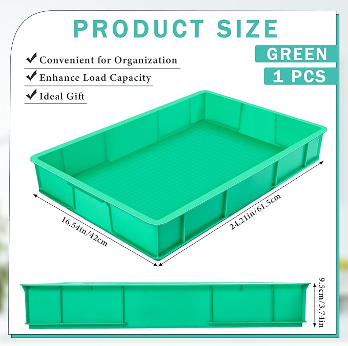 Baderke 1 Pc 24 x 15.5 Inches Oil Drain Pan for Changing Leak Proof Mini Fridge Drip Tray Plastic Oil Change Pan for Mini Fridges Air Conditioners Machinery Under Car (Green,3.74 Inch)