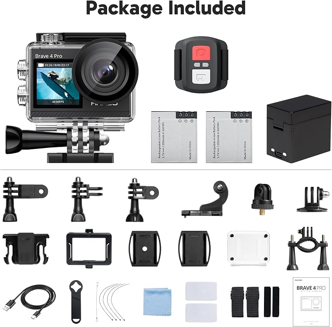 AKASO Brave 4 Pro 4K30FPS Action Camera - 131ft Underwater Camcorder Waterproof