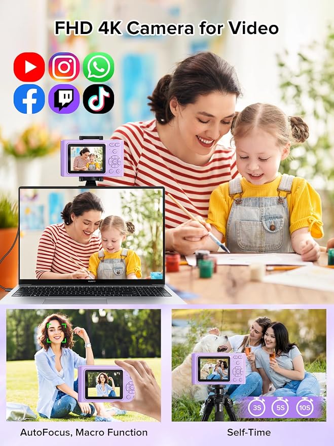 Digital Camera, 44MP Full HD 1080P Point and Shoot Camera