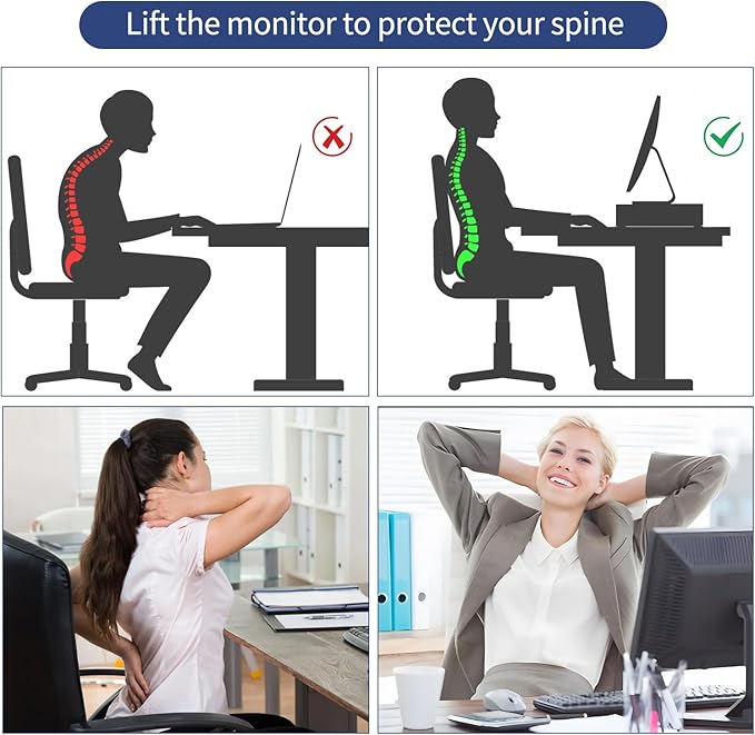 AUPSEN Computer Monitor Stands Riser，2-Tier Desk Organizers and Accessories