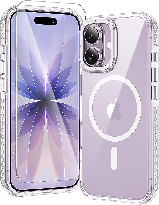 toushion 3 in 1 for iPhone 17 Case Clear Bumper, Fits MagSafe, Shockproof Guard