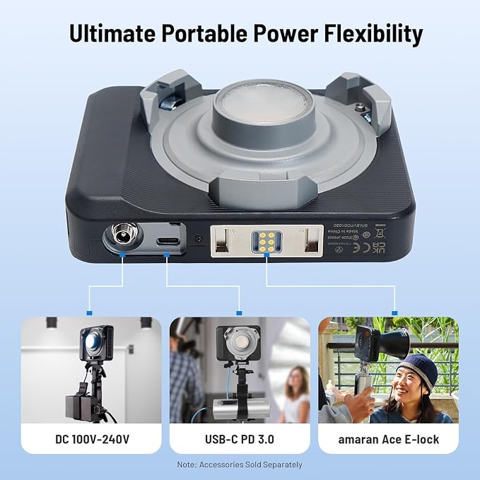amaran Ray 60c RGB Video Light, 60W Portable Studio Light CCT 1, 3910Lux/1m