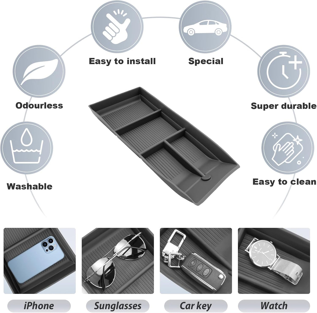 SKTU 2024 2025 2026 2027 Chevy Equinox EV Center Console Organizer Silicone