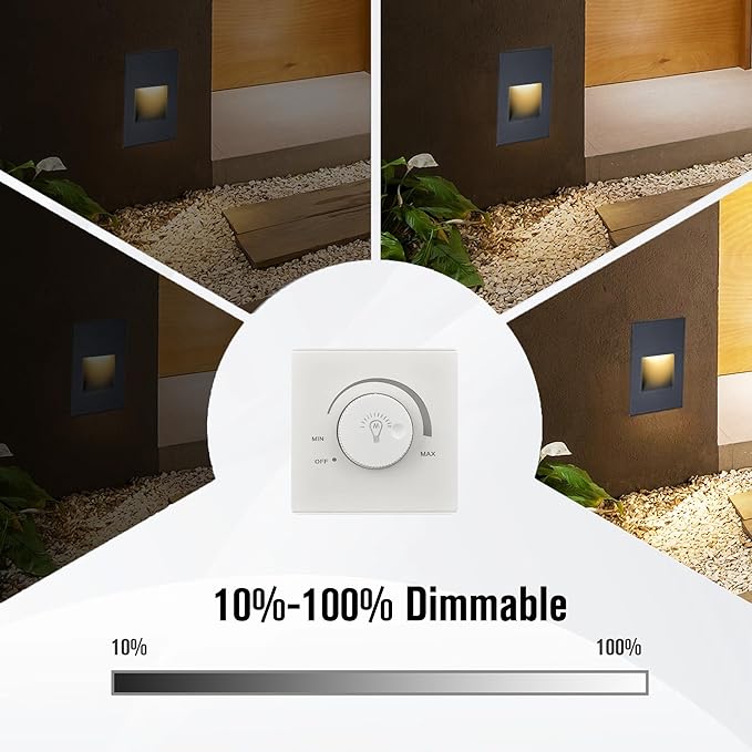 Outdoor Step Light Indoor Stair Lights, 120V LED Dimmable, 3000K/4000K/5000K 3 Color Selectable, 4W IP66 Waterproof Deck Lights for Steps, Black Vertical, 3-Pack